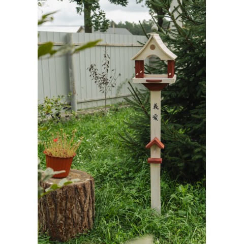 Годівниця для пташок і білок “Сакура біла” на ніжці