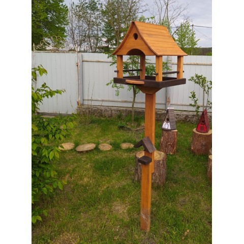 Годівниця для пташок і білок “Сакура коричнева XXL” на ніжці